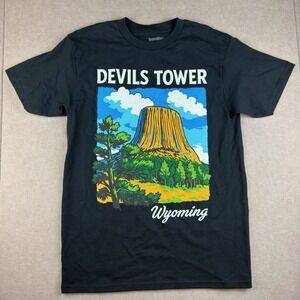 BrandMakers Shirt Men‎ M Black Devils Tower Wyoming Graphic Tee
